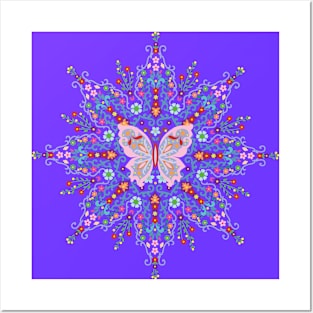 butterfly mandala Posters and Art